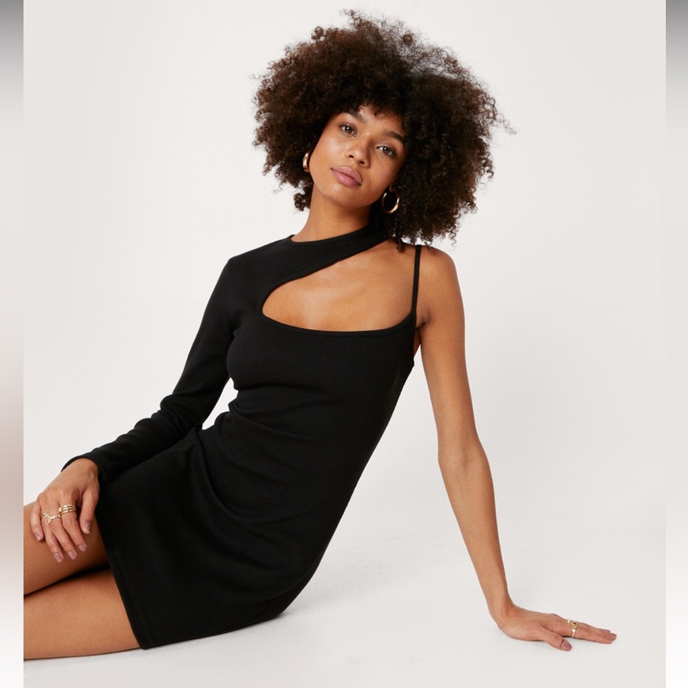 Nasty Gal ribbed cut out neckline bodycon mini dress